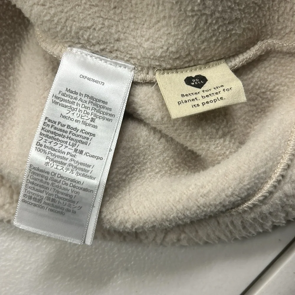 Madewell Corduroy-Trimmed (Re)sourced Sherpa Terry Chore Coat Large Brown Beige - Picture 14 of 16